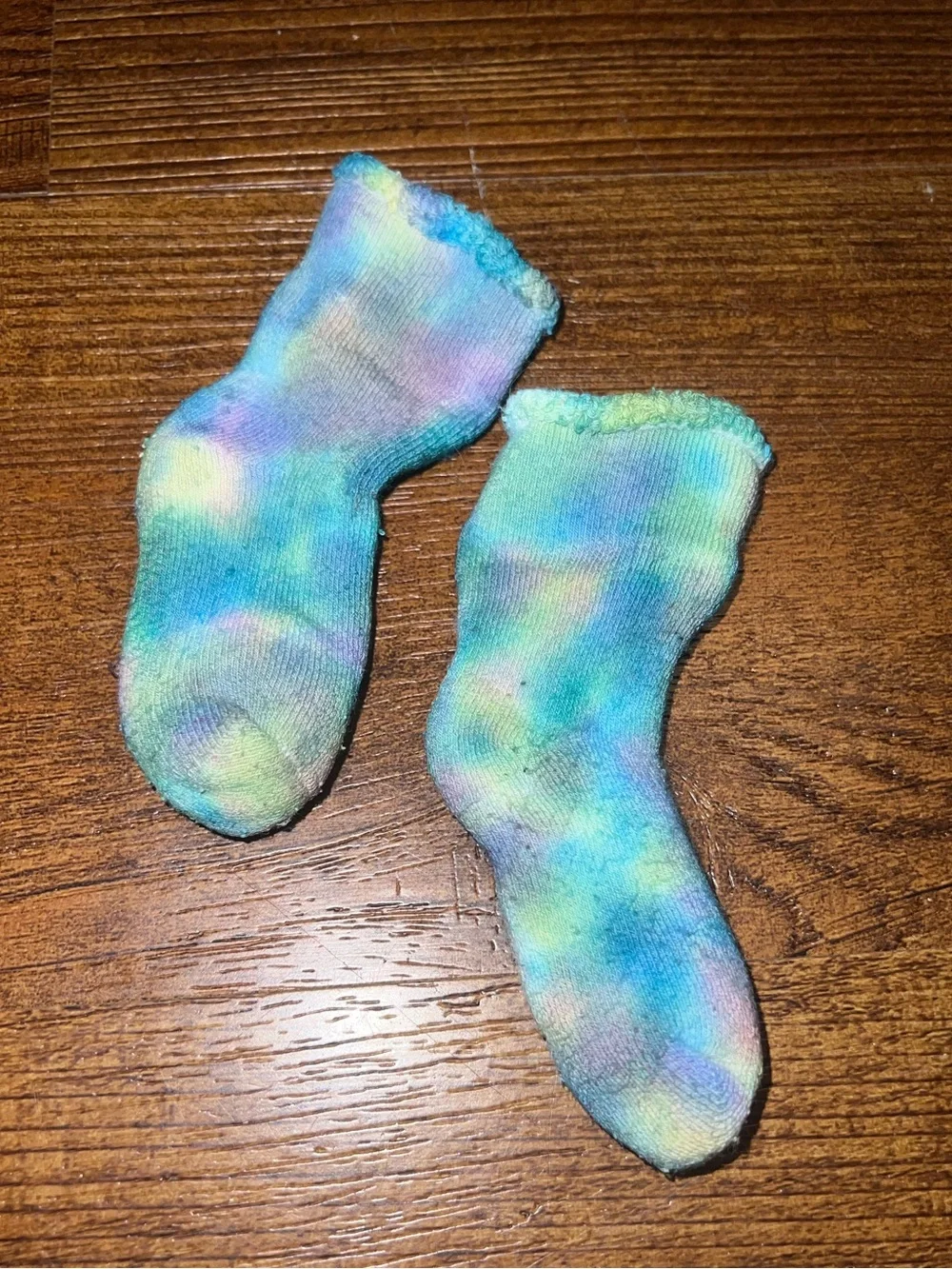Handmade Tie Dye Baby Socks Blue Colorful Cotton Toddler
